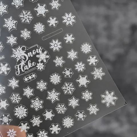 Pegatinas De Arte De Uñas De Copo De Nieve Ultra Delgadas Calcomanías De Invierno Blancas Estilo Japonés Autoadhesivas DIY Manicura