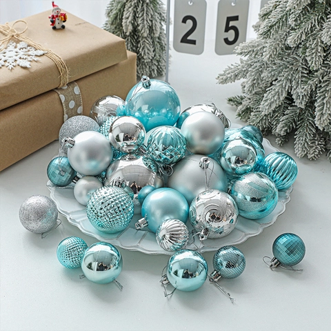 Palline Di Natale Plastica Galvanizzata Texture Multiple Addobbi Decorativi Per Appendere Albero Di Festa