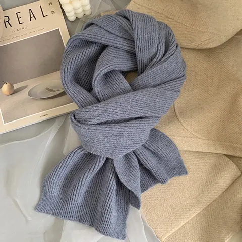 Ribbed Strick Winter Schal Für Damen Weich Dick Warm Einfarbig Lang Halstuch Koreanischer Ins Stil Vielseitig Student Accessoire