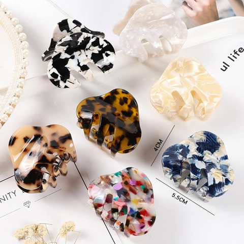 Large Hair Claw Clips Acetate Acrylic Marble Tortoise Shell Geometric Non-Slip Ponytail Hair Accessories For Women
