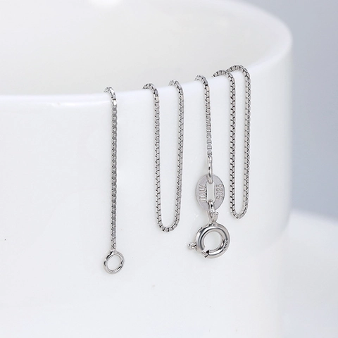 Italian 925 Sterling Silver Box Chain Necklace For Women Men Gold Rhodium Rose Gold Plated Plain Clavicle Chain Jewelry