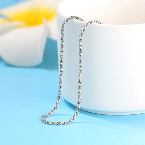 Collana a Corda in Argento Sterling 925 per Uomo Donna Catena a Spirale Scintillante Stile Italiano Moda Gioielli Unisex Regalo