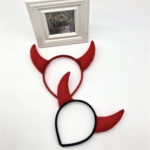 Devil Horns Headband Halloween Party Hair Accessory With Feather And Glitter Fabric For Cosplay Costume Novelty