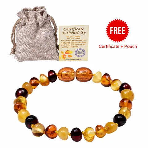 Natur Bernstein Baby Armband Unregelmäßige Edelsteinperlen Mit Sicherheitsknoten Und Schraubverschluss Für Kleinkinder