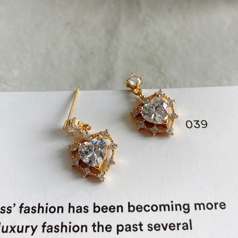 Herz Zirkonia Ohrringe Mit 925 Sterling Silber Ohrstecker Vergoldet Funkelnde Dangle Schmuck Für Frauen
