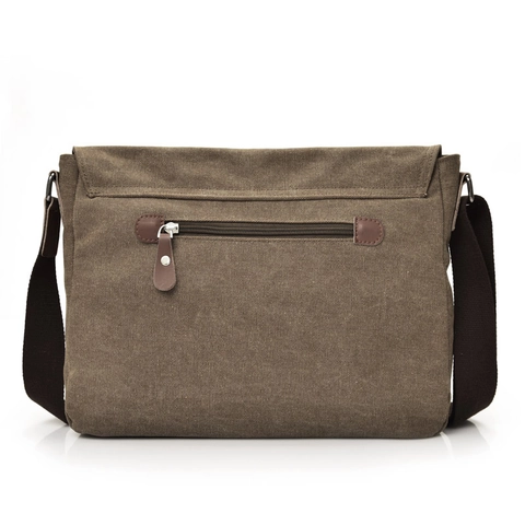 Heren Messenger Bag Vintage Canvas Grote Capaciteit Multi Pocket Casual Schoudertas Met Lederen Accenten