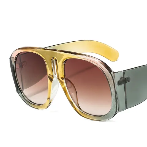 Oversized Sunglasses Women Fashion Retro Large Frame PC AC Lens UV Protection Color Gradient Eyewear