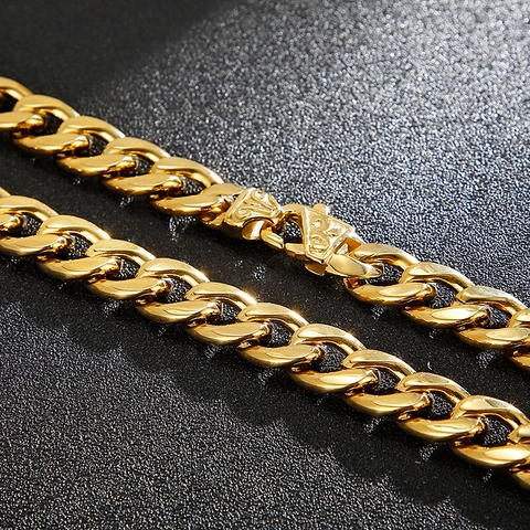 Collar Pulsera De Cadena De Eslabones Cubanos De Acero Inoxidable Con Cierre De Patrón Floral Hip Hop Streetwear Hombres Mujeres
