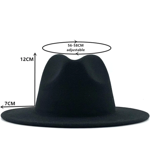 Cappello Fedora In Lana Bicolore A Tesa Larga Piatta Cappello Jazz Vintage retrò Regolabile Per Uomo E Donna