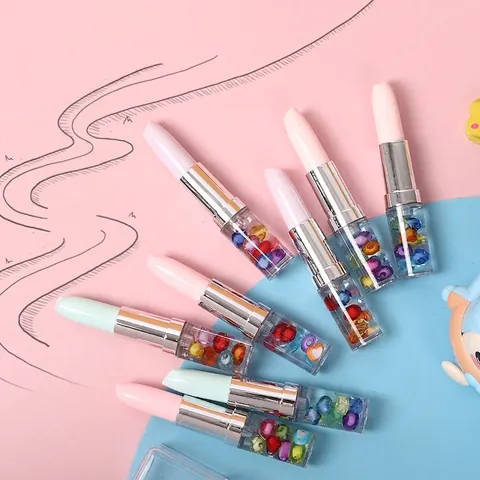 Penna Gel A Forma Di Rossetto Carina Glitter Perla Artificial Decorativa Punta Fine Inchiostro Nero Cancelleria Per Ragazze