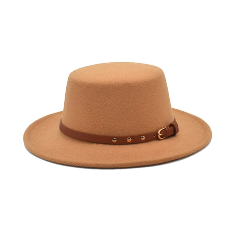 Cappello Boater A Tesa Larga In Feltro Di Lana Cintura Borchie Retro Jazz Fedora Per Uomo Donna Stile Britannico Vintage