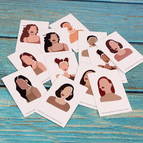 Jewelry Display Cards Earring Necklace Packaging Tags Art Paper Fashion Female Illustration Design