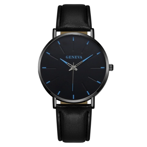 Montre À Quartz Minimaliste Pour Homme Boîtier En Alliage Bracelet En Cuir Analogique Mode Montre-Bracelet Business Casual