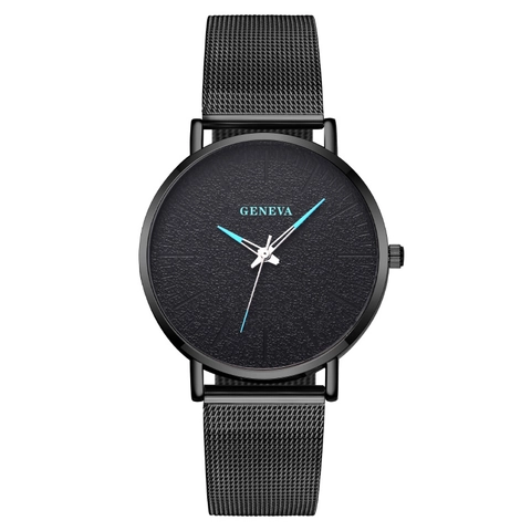 Men Quartz Wristwatch Fashion Minimalist Mesh Strap Round Analog Dial Business Casual Metal Watch