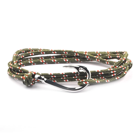 Nautical Fish Hook Bracelet Alloy Nylon Braided Rope Viking Style Naval Jewelry For Men Women Unisex Adjustable