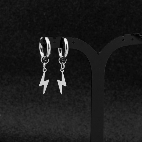 Roestvrijstalen Bliksemschicht Oorbellen Minimalistische Ringen Punk Sieraden Voor Heren En Dames Clip On