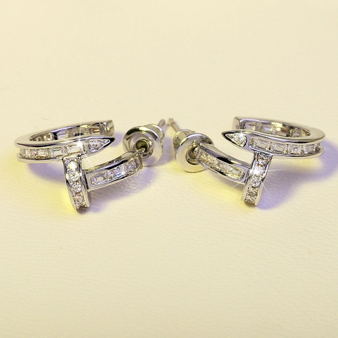 Orecchini a Bottone a Forma di Chiodo in Lega di Rame Colore Argento per Donna Con Strass Incastonati Gioielli Geometrici alla Moda