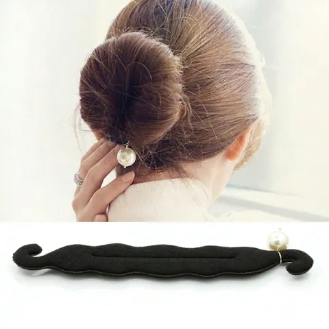 Strumento per Chignon in Tessuto di Raso Stile Coreano Con Perla Artificiale Elegante Accessorio per Capelli Piegghettato