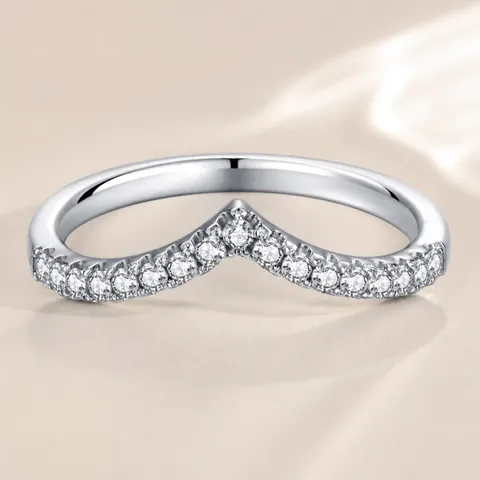 V-Vorm Moissanite Ring 925 Sterling Zilver D Kleur Chevron Wishbone Band Voor Dames Luxe Sieraden Elegant Cadeau
