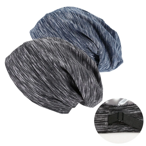 Adjustable Satin Lined Beanie Hat Slouchy Cotton Nightcap For Hair Care Sleeping Men Women