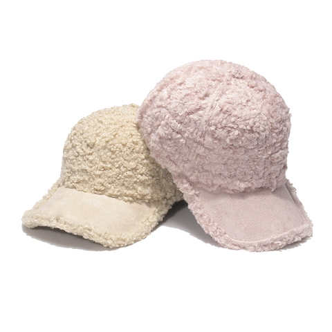 Gorra De Béisbol De Lana De Cordero Cálida Sherpa Gamuza Color Sólido Sombrero De Invierno Para Hombres Mujeres Ajustable Exterior Casual