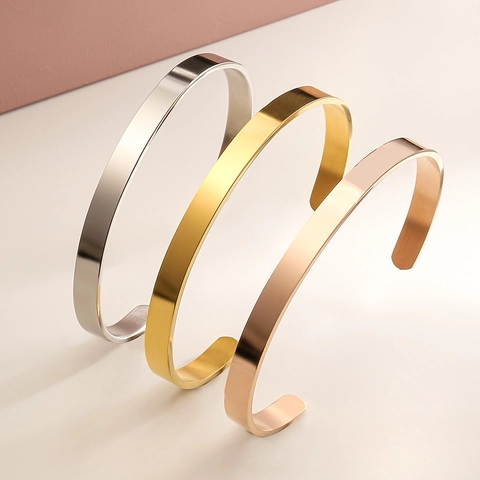 Minimalistische Manchetarmband Roestvrij Staal Gepolijst C-Vormige Open Armband Elegante Sieraden Voor Dames