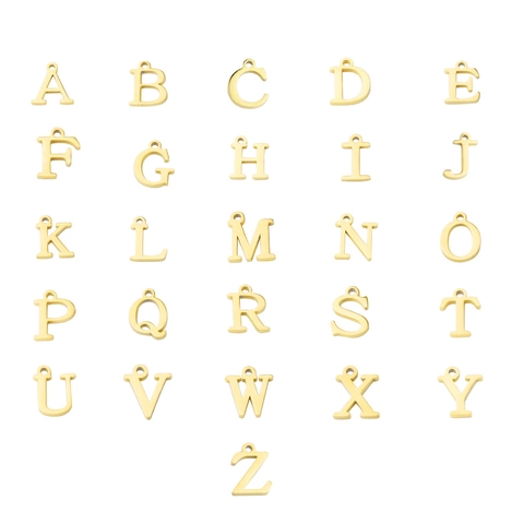 Capital Letter A-Z Alphabet Pendants 304 Stainless Steel Mirror Polished Charms DIY Jewelry Making Necklace Accessories