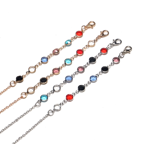 Colorful Gemstone Glasses Chain Anti-lost Mask Lanyard Decorative Metal Sunglasses Strap Eyewear Accessory