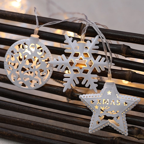 Luci A Catena LED Ferro Cavo Bianco Caldo Decorazioni Natalizie Appese Interno Festa Stella Cuore Forma Di Albero Decor