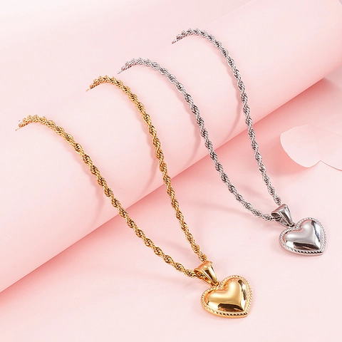 Collar Con Colgante De Corazón De Acero Inoxidable Pulido Estilo Hip Hop Joyería Minimalista Para Mujeres Niñas