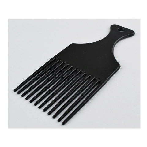 Afro Pick Haarkamm Breit Zackig Kunststoff Schwarz Profi Styling Tool Für Lockiges Haar Mit Aufhängeloch
