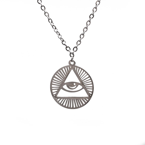 Collier Pendentif Œil De Protection All-Seeing Eye Chaîne Acier Inoxydable Et Cuivre Cadeau Bijoux