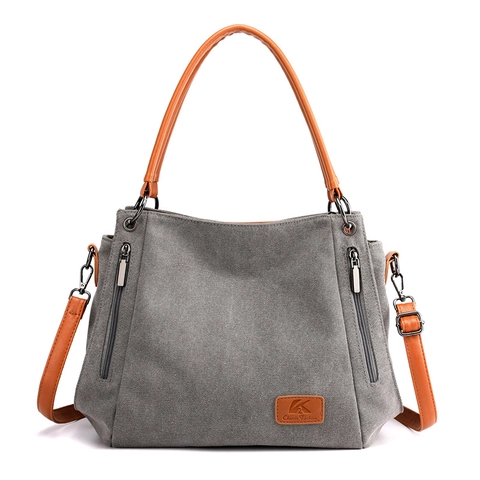 Große Kapazität Canvas Tote Bag Mit PU Leder Riemen Retro Multi Tasche Crossbody Schulter Handtasche Für Damen Casual