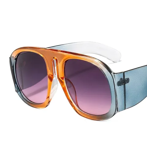 Oversized Sunglasses Women Fashion Retro Large Frame PC AC Lens UV Protection Color Gradient Eyewear