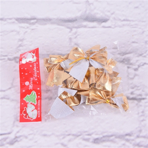 Red Gold Silver Christmas Bows For Christmas Tree Decoration Mini Flocking Bows Ornaments For Party Holiday Home Decor