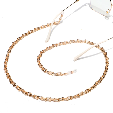 Iron Metal Eyeglass Chain U-Link Industrial Style Non-Slip Mask Holder Neck Strap Silicone Jewelry Accessories For Women Men