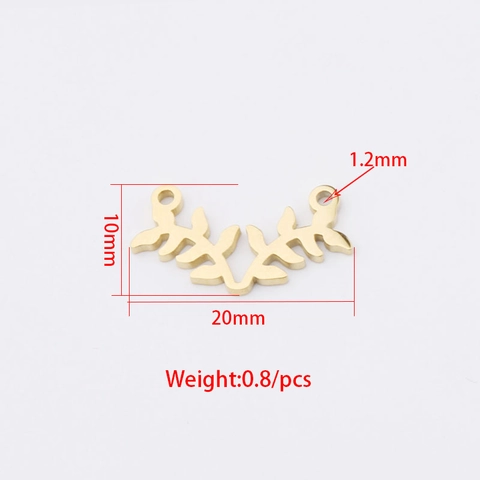 Leaf Branch Charm Connectors 304 Stainless Steel Mirror Polished For DIY Necklace Bracelet Making Findings Jewelry Accessories
