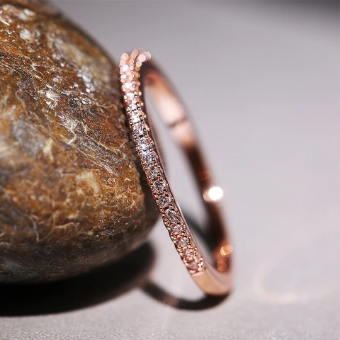 Minimalist Eternity Band Ring Micro Paved Zircon Copper Jewelry Fashion Stackable Wedding Finger Accessories For Women