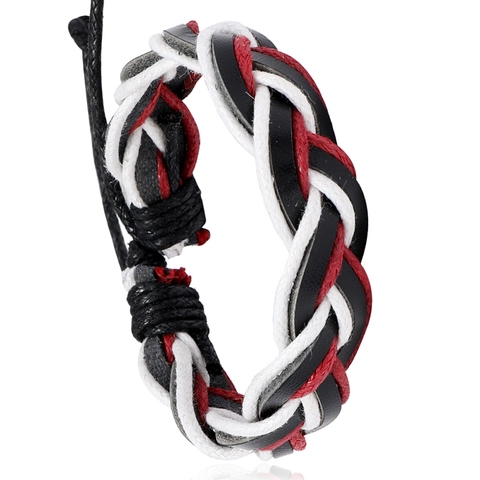 Braided Leather Bracelet Retro Handmade Adjustable Drawstring Wristband For Men Women Minimalist Cowhide Cord Punk Style Jewelry