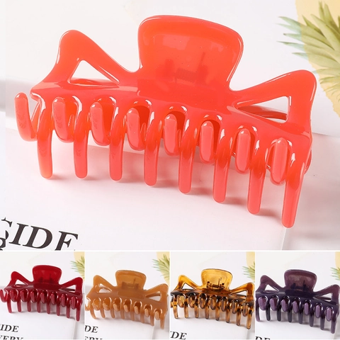 Large Hair Claw Clips Geometric Hollow Plastic Resin Acrylic Strong Hold Versatile Hairpins Ponytail Holder For Women