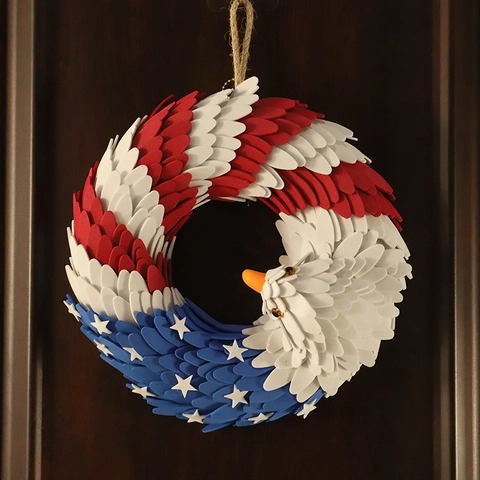 Corona Aquila Bandiera Americana Patriottica Rosso Bianco Blu Schiuma Decorazione Porta Appesa Giorno Indipendenza