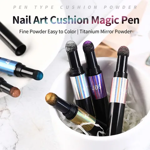 Nagel Luchtkussen Toverspiegel Poederpen Chroom Metallic Effect Spons kop Solide Glitterstof DIY Kunst Decoratie
