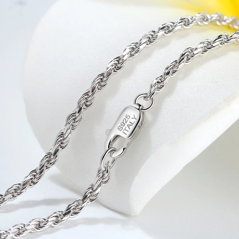 925 Sterling Zilver Touwketting Halsketting Voor Heren Dames Unisex Minimalistisch Eenvoudig Verguld Gedraaide Schakel Sieraden Cadeau