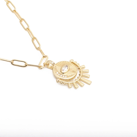 Evil Eye Anhänger Halskette Kupfer Bunter Zirkonia Büroklammer Kette Hip Hop Stil Schmuck Mode Accessoire