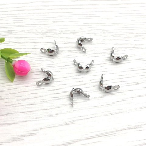 Stainless Steel Crimp Covers Bead Tips Calottes End Caps For DIY Jewelry Making Findings Necklace Bracelet Connectors