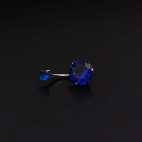Stainless Steel Belly Button Ring Double Round Cubic Zirconia Body Piercing Jewelry For Women