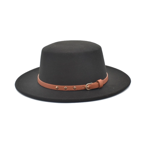 Cappello Boater A Tesa Larga In Feltro Di Lana Cintura Borchie Retro Jazz Fedora Per Uomo Donna Stile Britannico Vintage