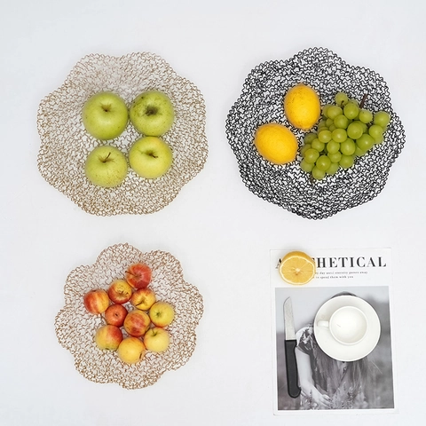 Corbeille À Fruits Moderne En Fil De Fer Scandinave Bol De Rangement En Maille Creuse Pour Décoration De Table