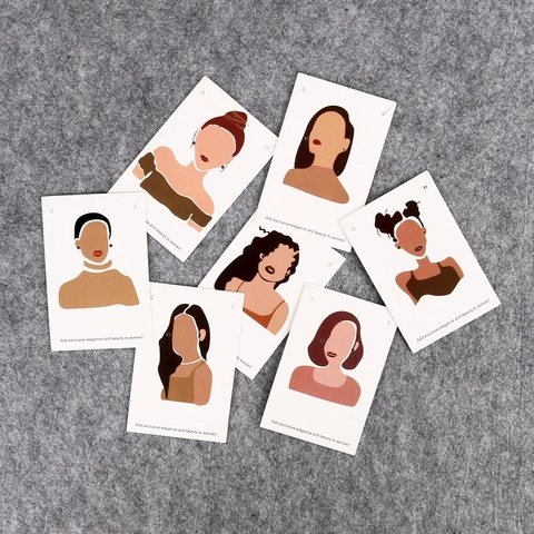 Earring Display Cards Jewelry Packaging Holder Minimalist Woman Portrait Marble Design For Studs Necklaces Paper