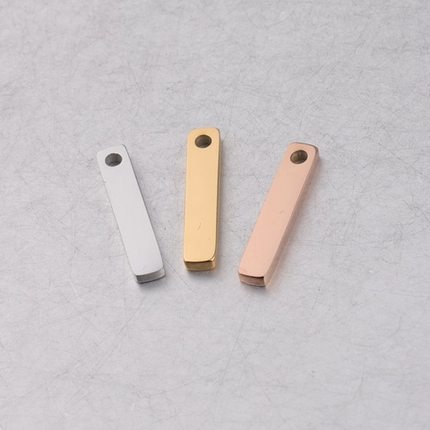 Rectangular Bar Pendant 304 Stainless Steel Single Hole Mirror Polished DIY Jewelry Finding Necklace Bracelet Blank Tag